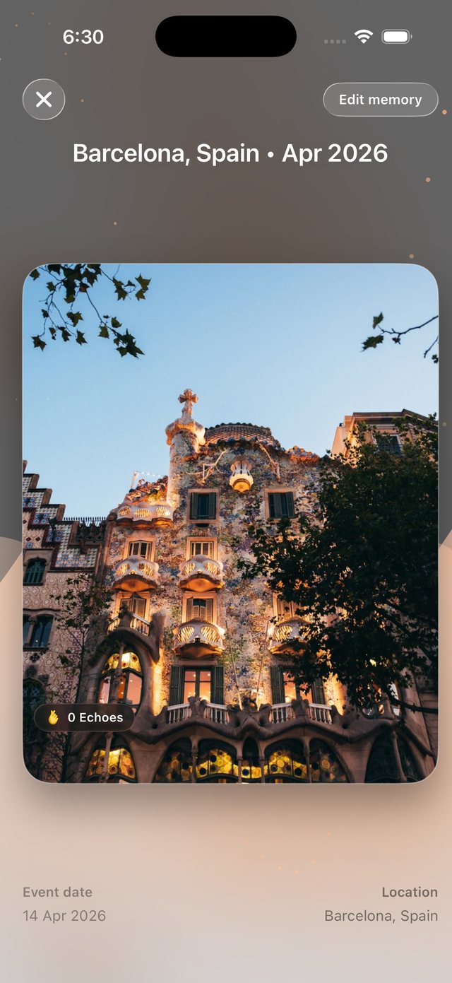 DearMode zeigt eine Erinnerung aus Barcelona