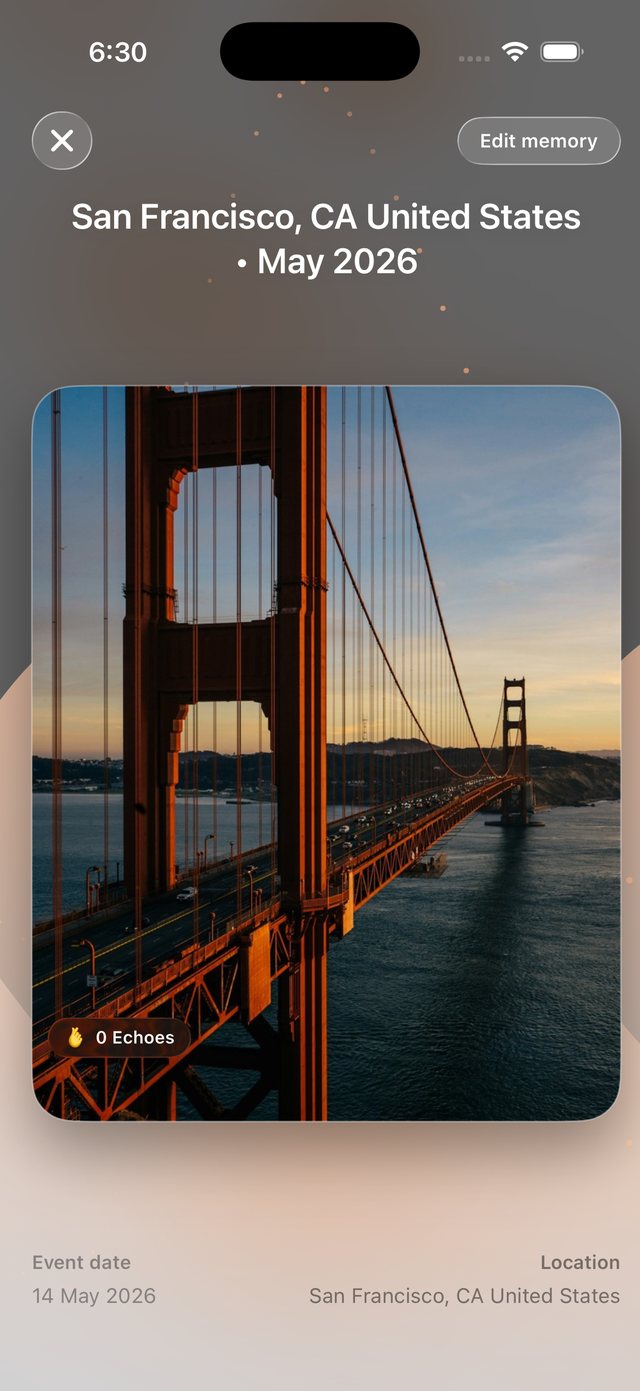 DearMode zeigt eine Erinnerung aus San Francisco